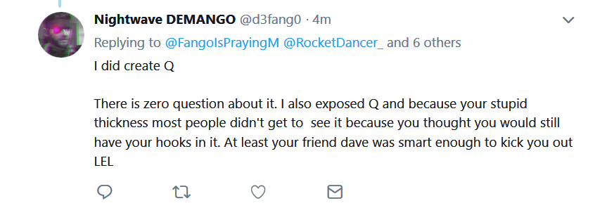 Defango lies and claims he created Q