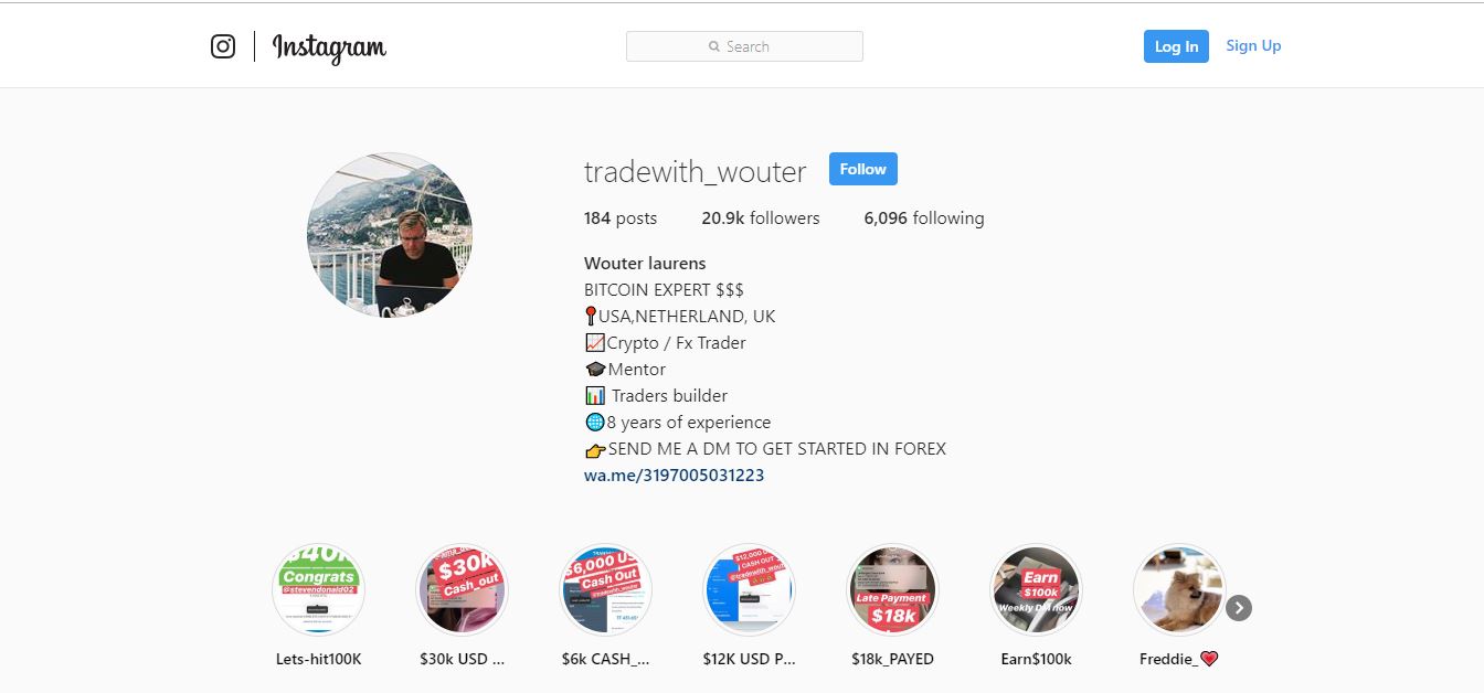 Instagram of Wouter Laurens @tradewith_wouter