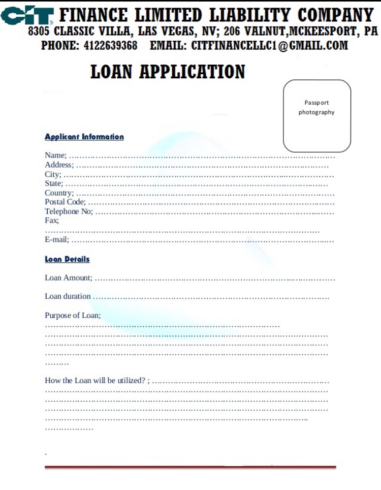 Loan Application Form sent by the man