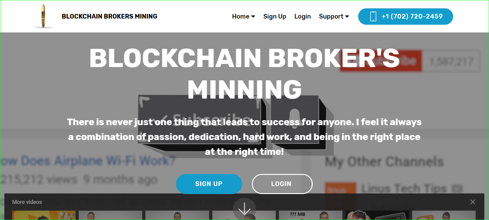 Blockchain Broker's Mining Website Home Page