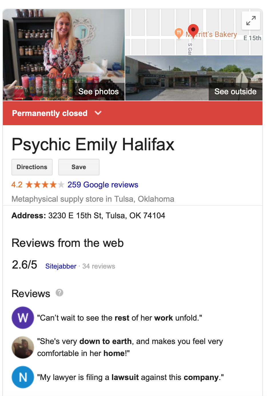 Emily Halifax listed as Permanently Closed