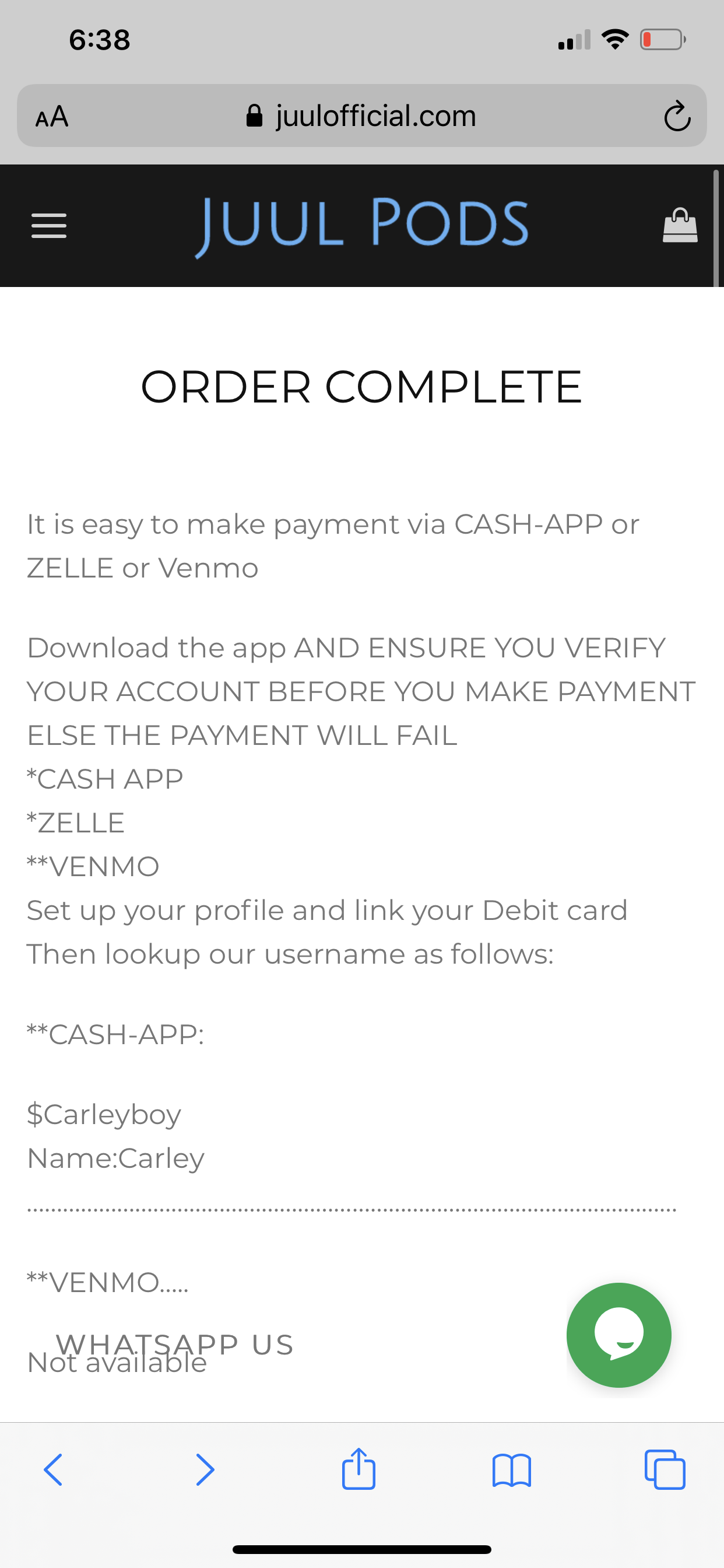 Payment instructions 