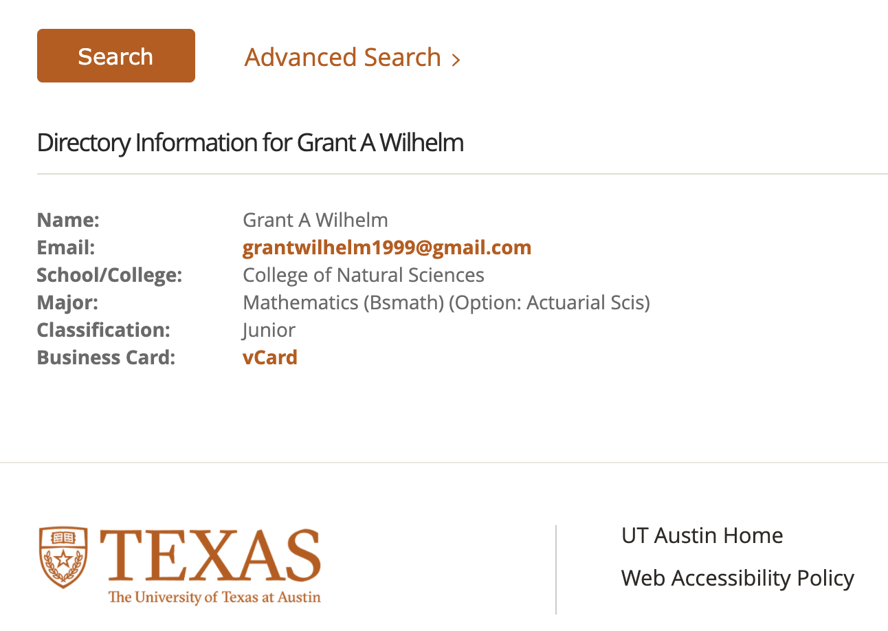Contant information for Grant