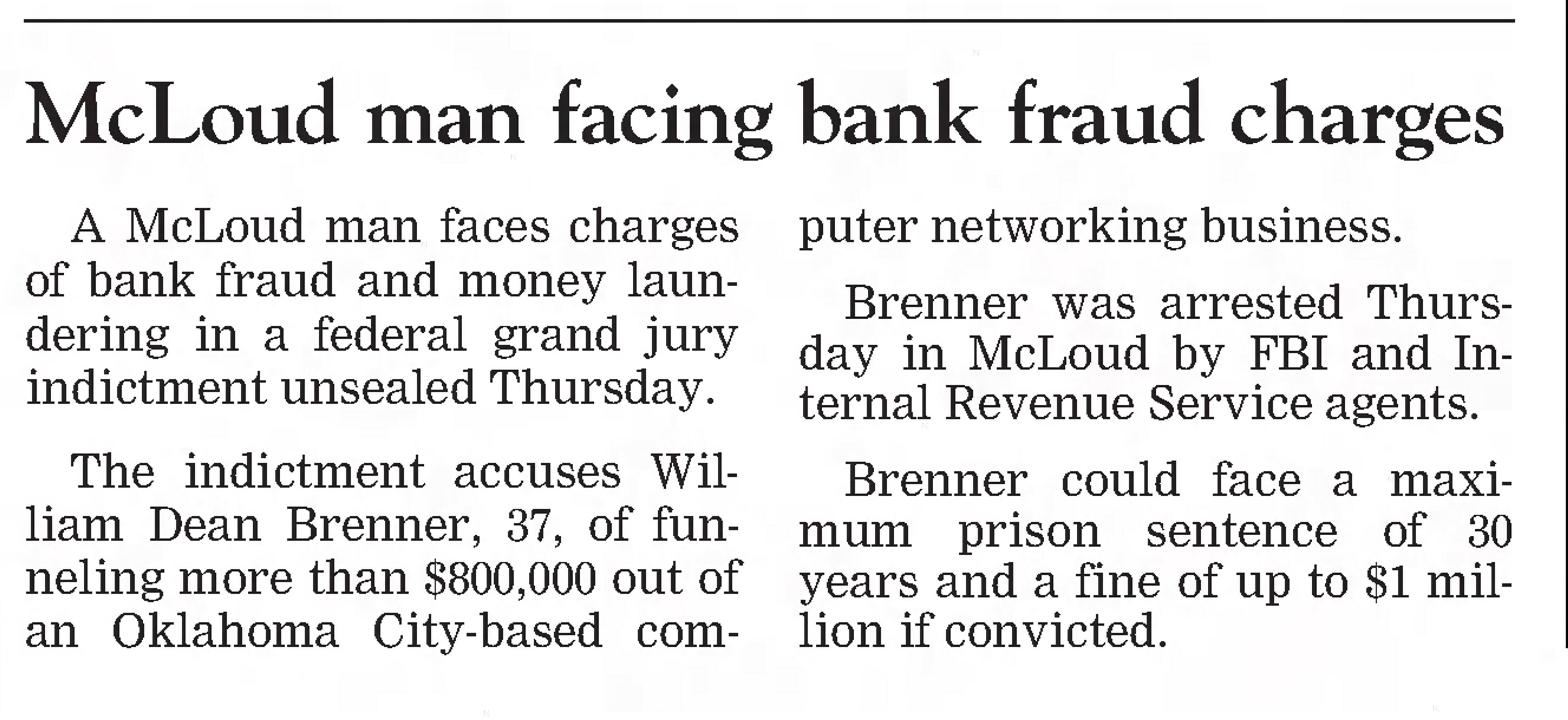Criminal record in newspaper