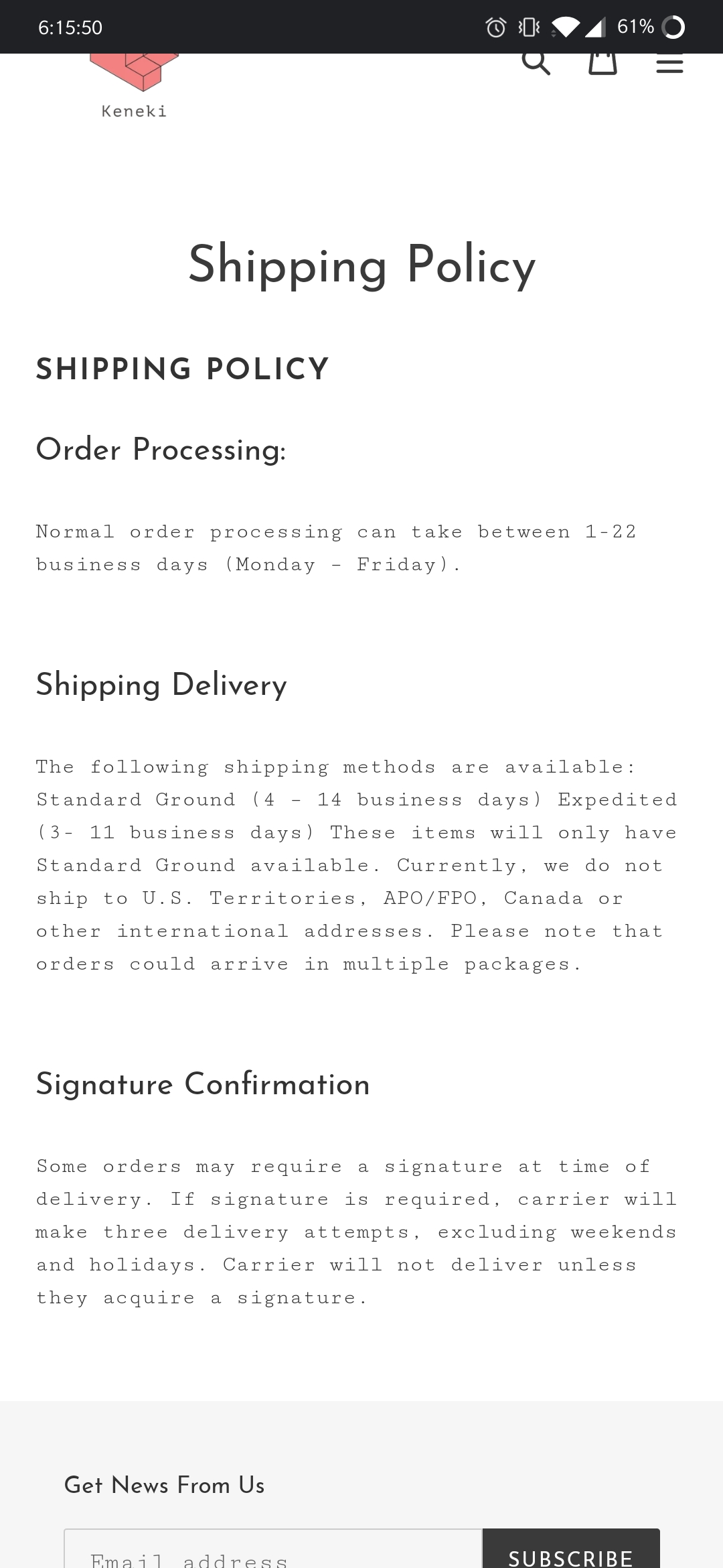 Shipping policy 