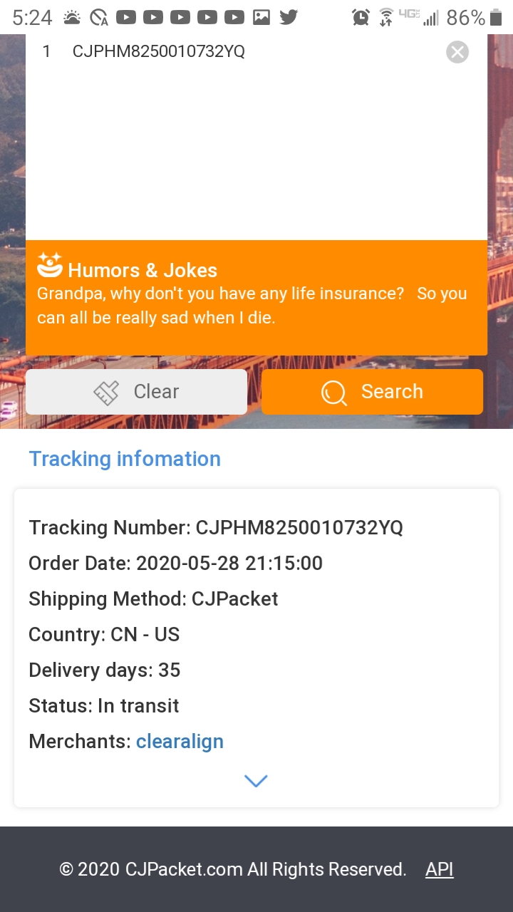 Screenshot showing order date. 