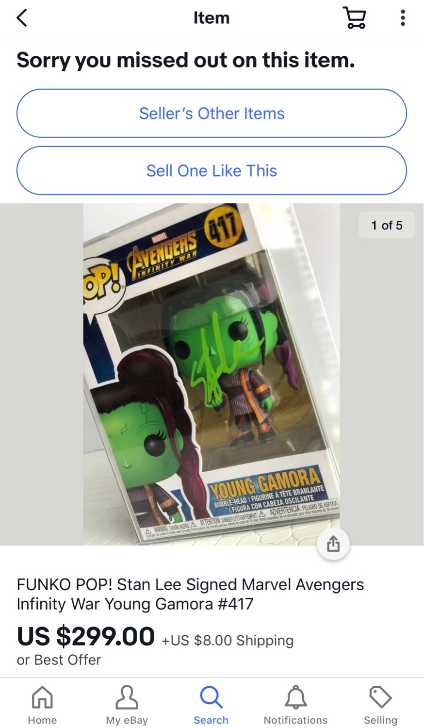 Gamora signed by Stan Lee