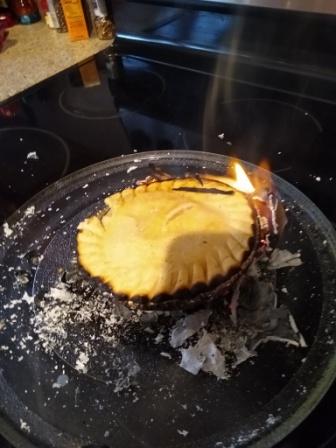 Pot pie still burning