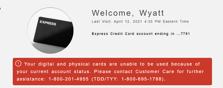 Card Account Shut Down!