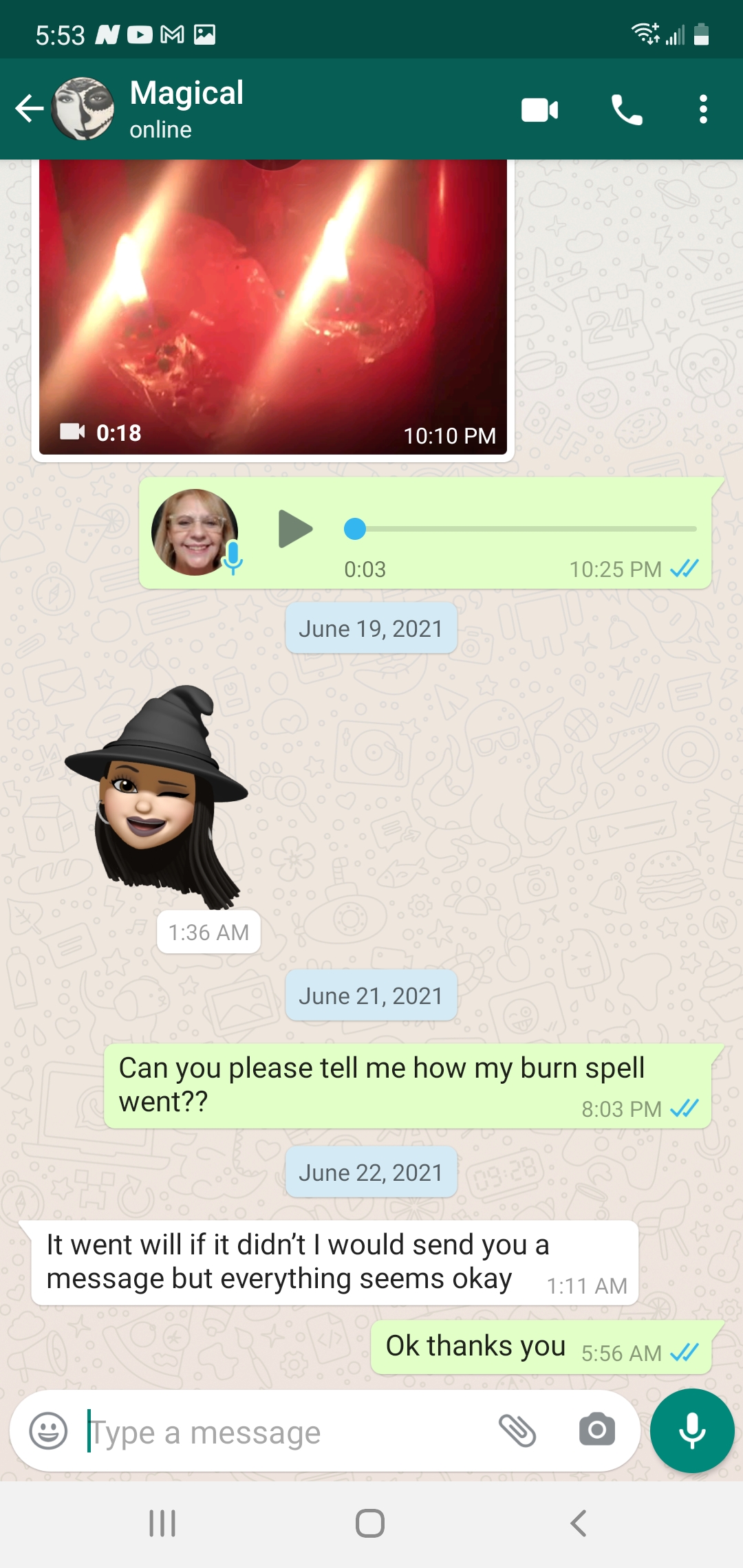 Showing  of burn and her comments from whatsapp