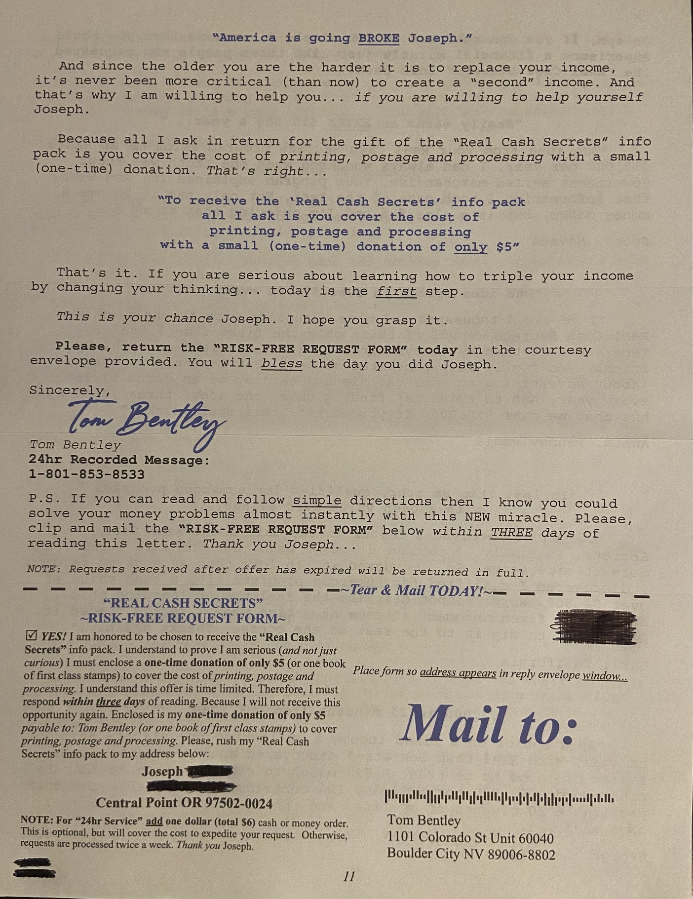 1st Junk Mail Offer Letter
