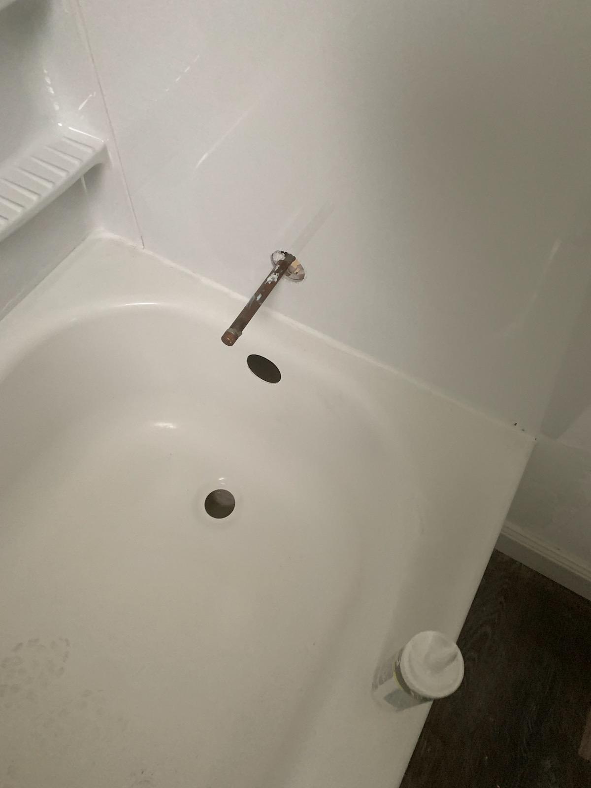 Installed tub without drain