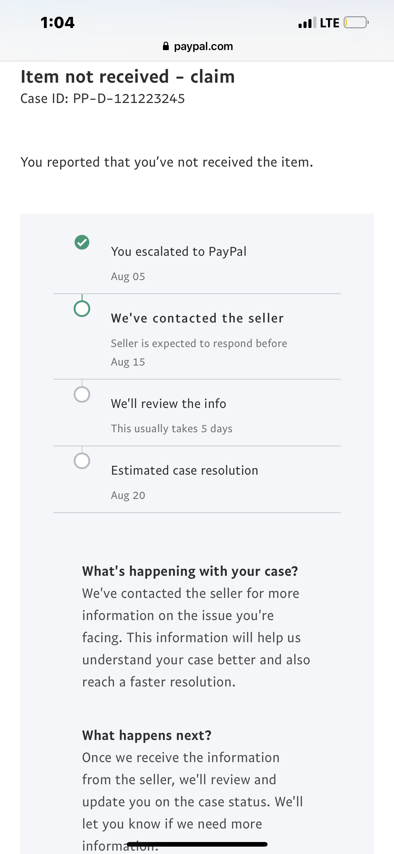 paypal transaction dispute history 