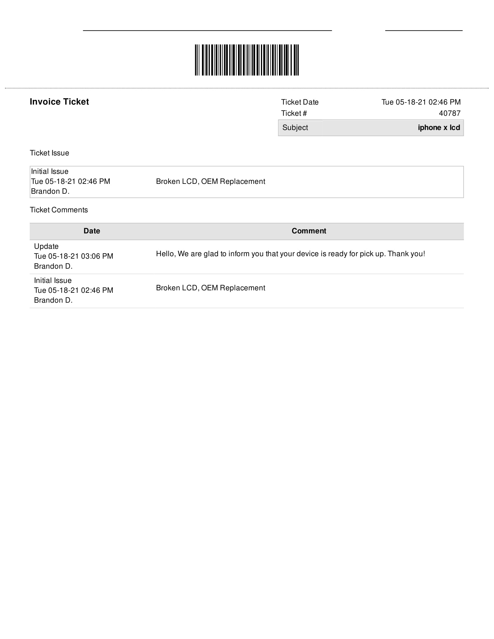 My  Invoice with the 180 days warranty  [2 of 2]