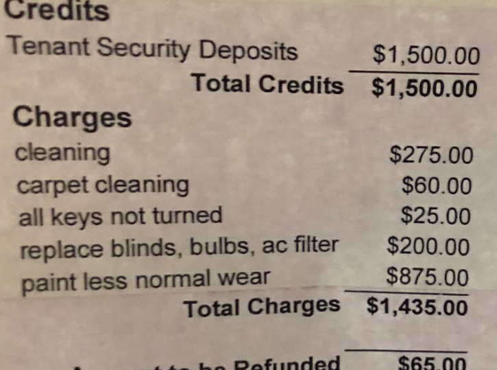 DEPOSIT CHARGES