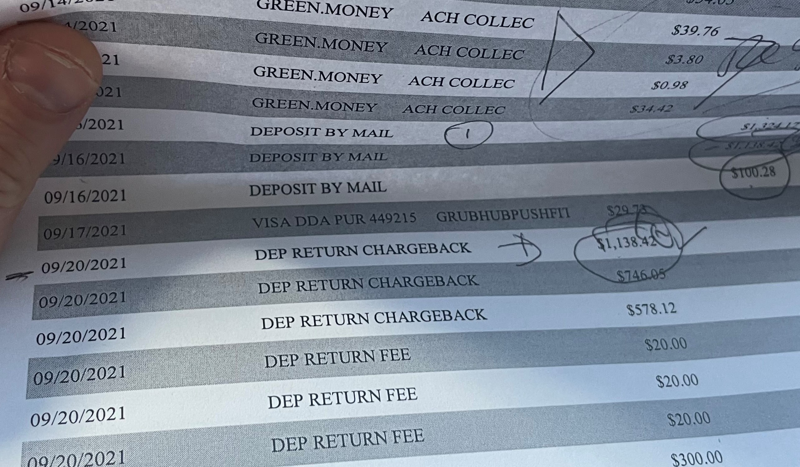 Proof that Check was Returned on top of Extra Fees