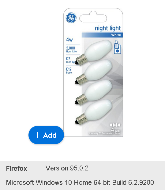 Comprable ad on Walmart site, 4 bulbs delivered