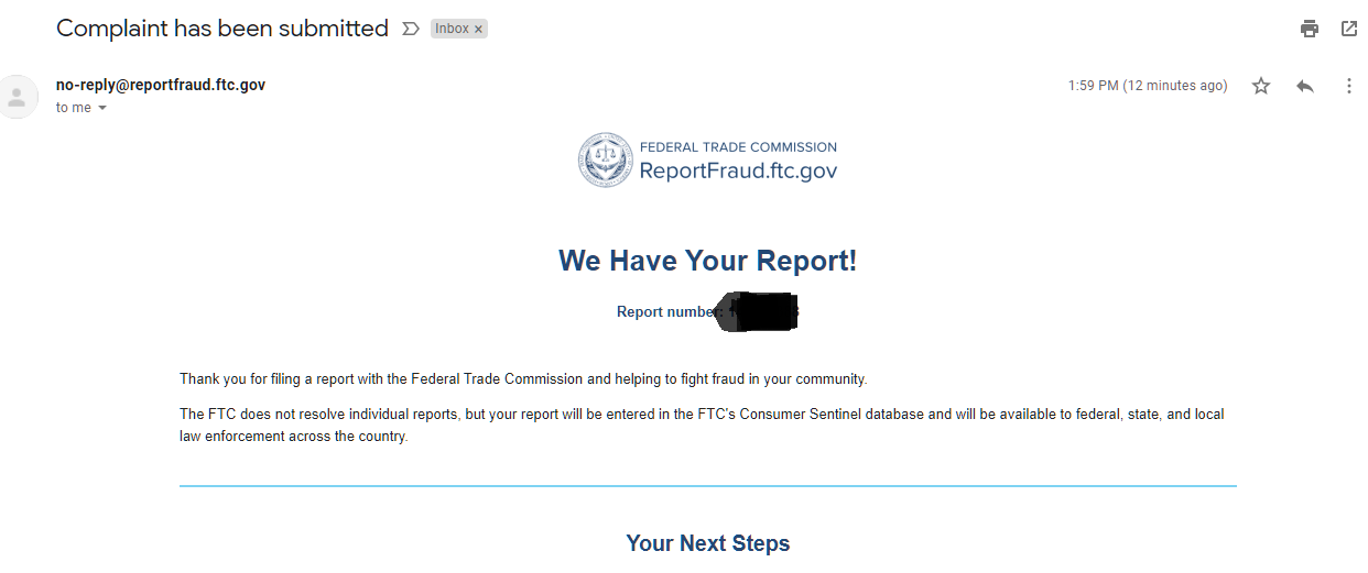 my FTC report
