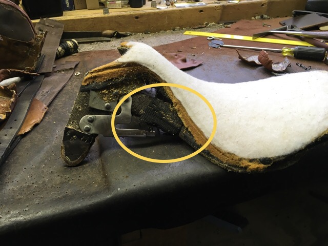 Saddle #1 showing cut original webbing