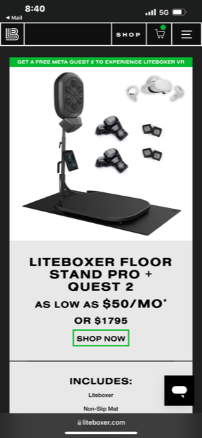 Liteboxer Ad. $81 at checkout! 63% HIGHER than Ad!