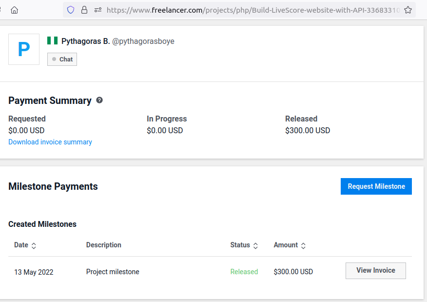 Done milestone payments for the project