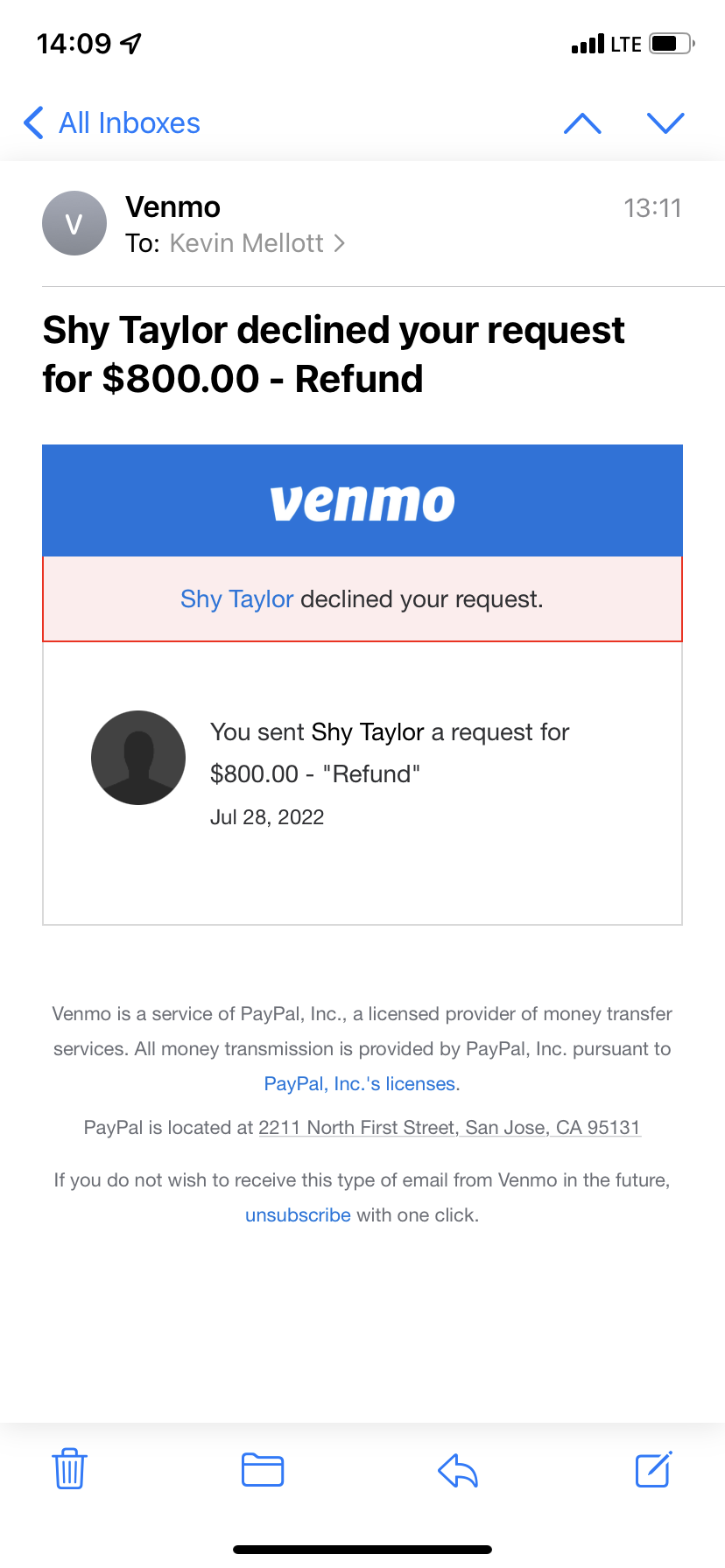Do not send your money to this person 