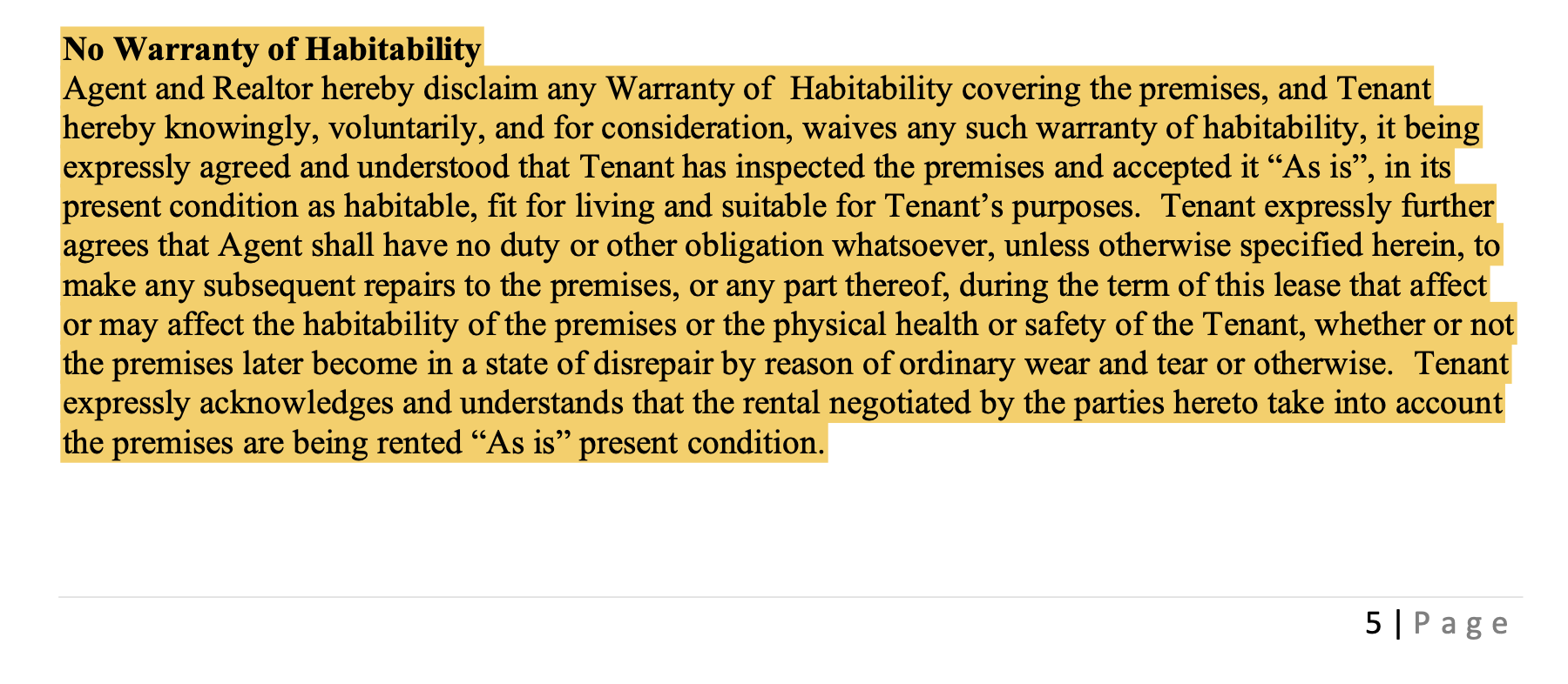 Page 5, trying to disclaim State required minimums