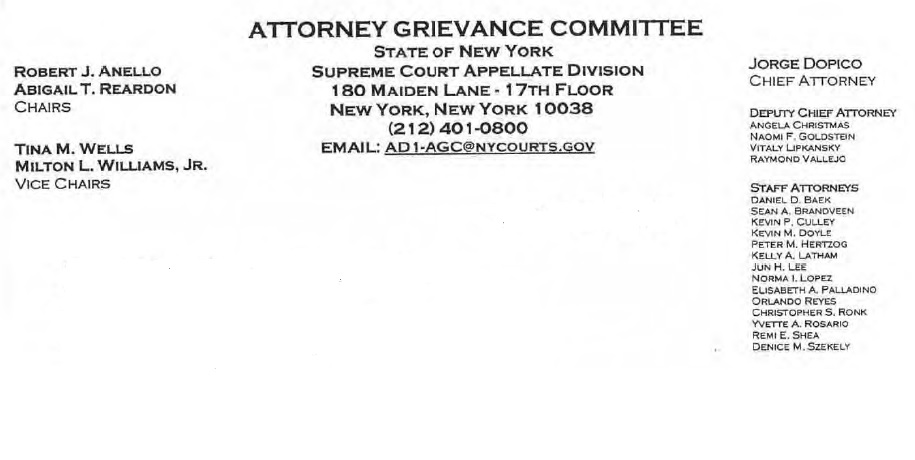 Attorney Grievance Committee First Department