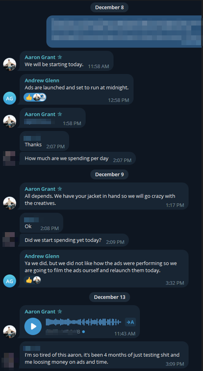 Chat 2 of clients asking for money back