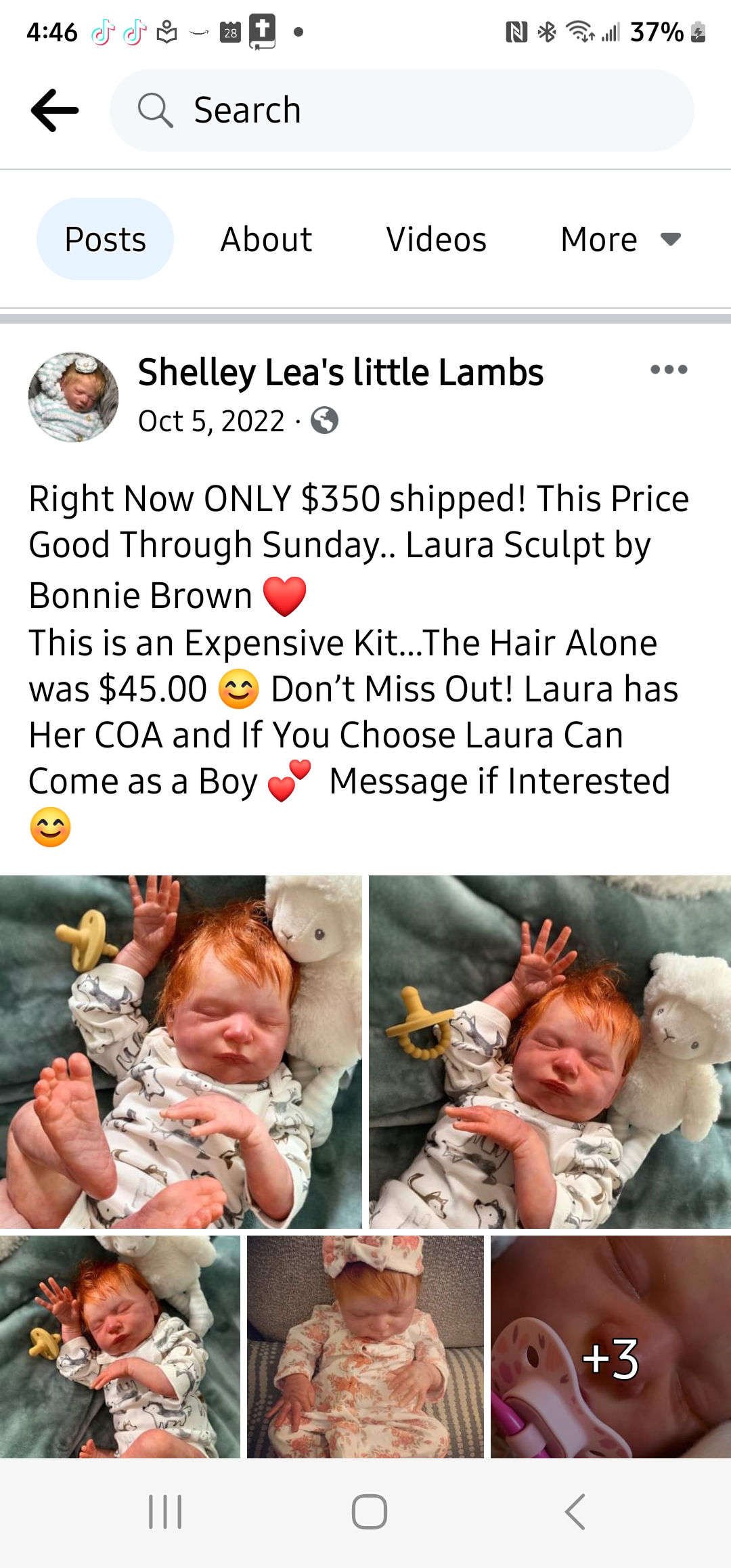 Posted Add on her store as a artist reborn doll