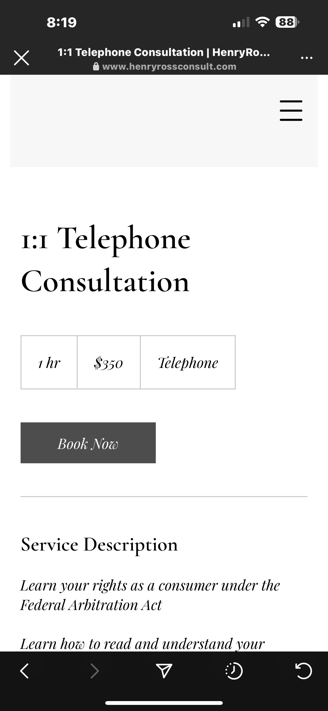 Their price for a consultation 