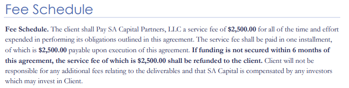 Terms of the agreement / refund terms.