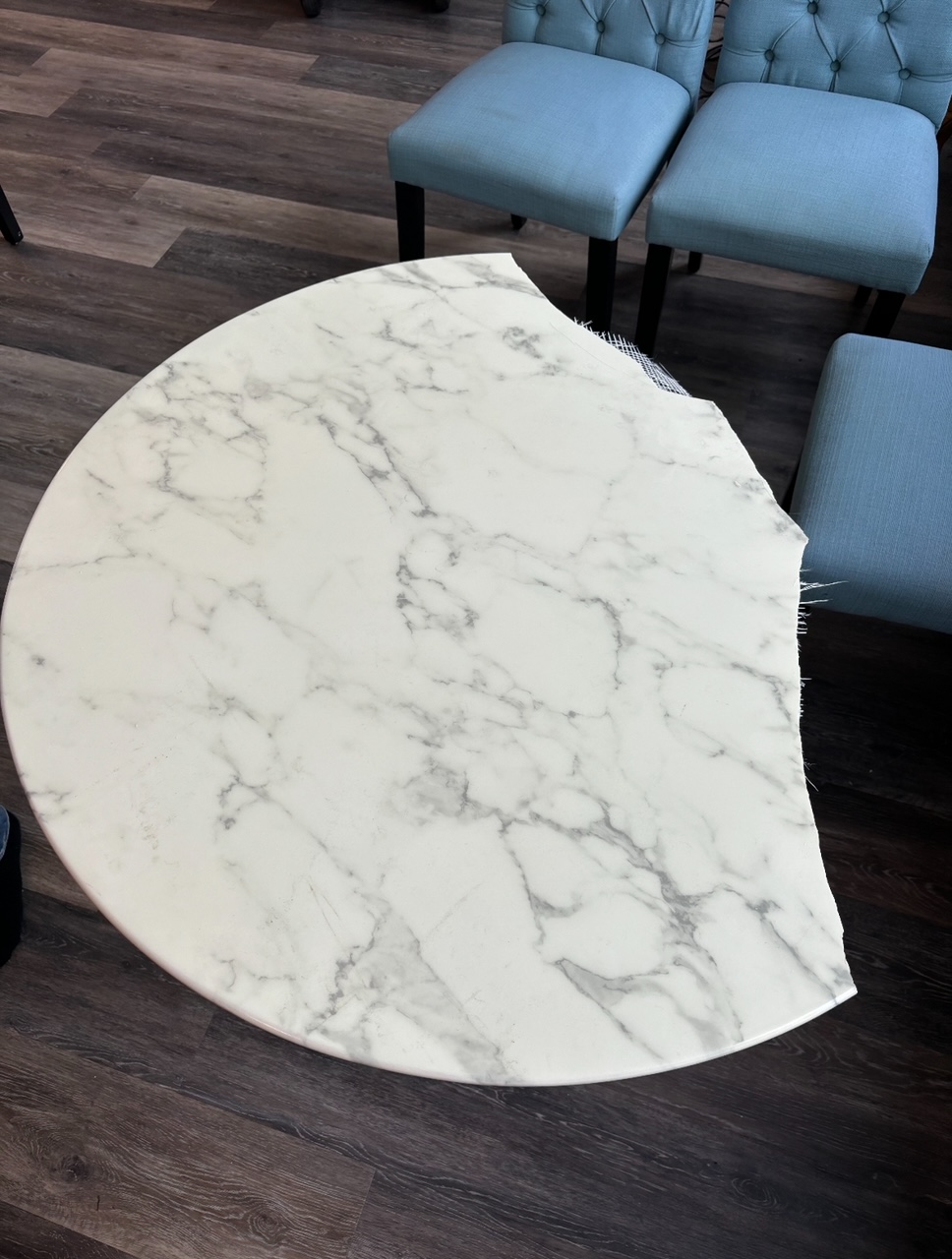 smashed marble table
