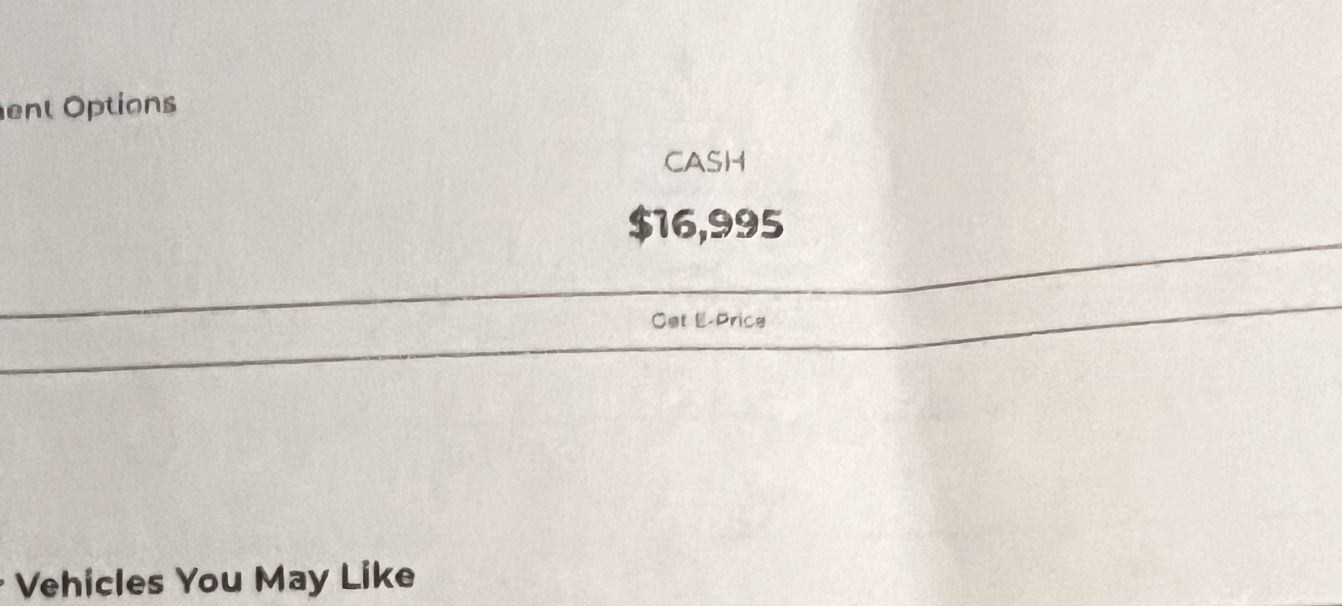 ADVERTISED CASH PRICE FOR SAME CAR