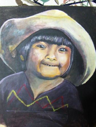 SOUTH AMERICAN CHILD, SMALL PAINTING I DID.. IAM STILL LEARNING!!!