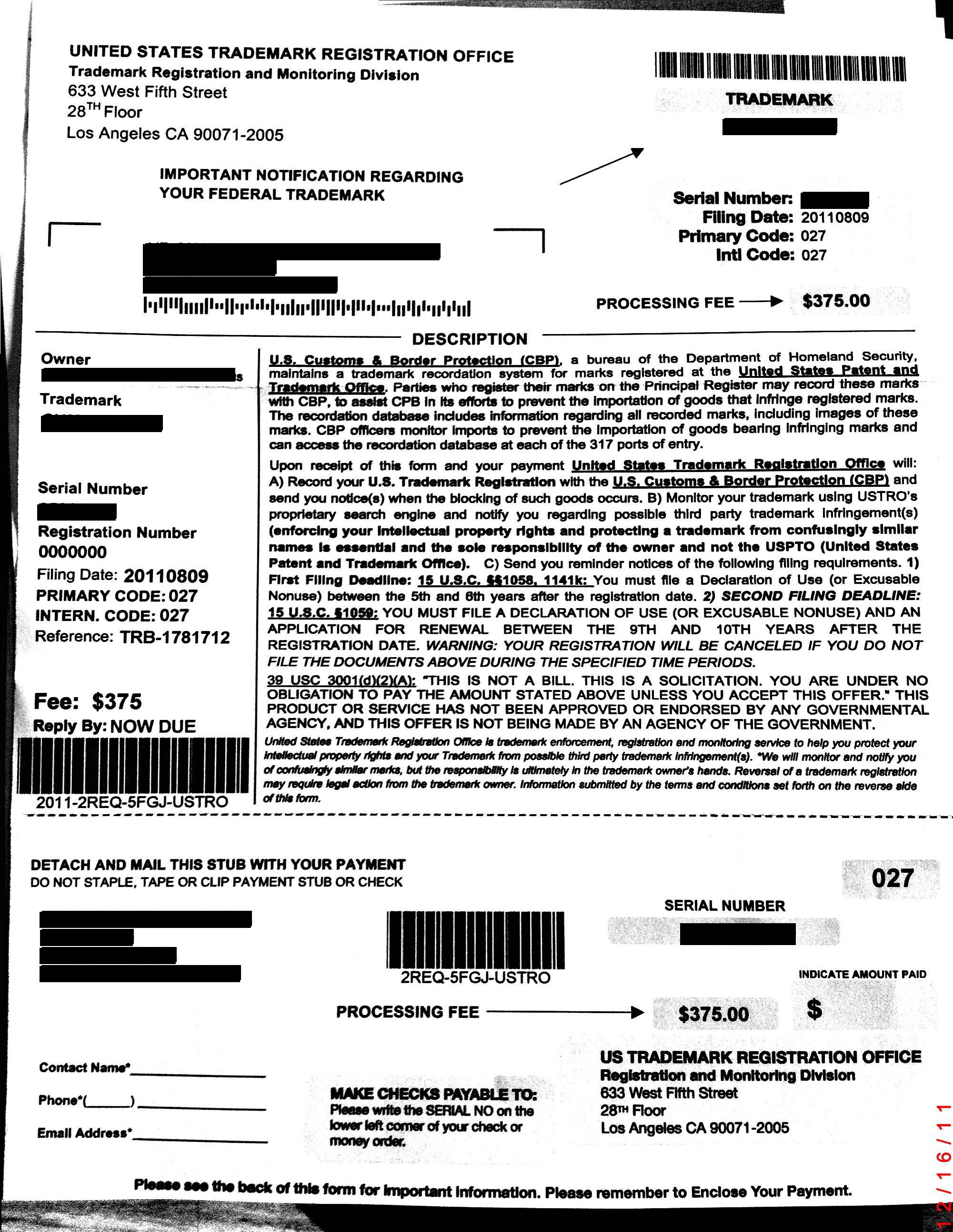 Copy of solicitation from UNITED STATES TRADEMARK REGISTRATION OFFICE