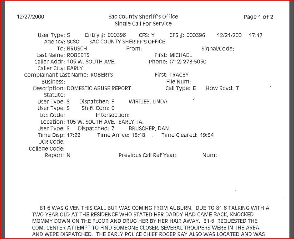 Michael Ross Roberts of Rexxfield Domestic Abuse Arrest Report Part 1