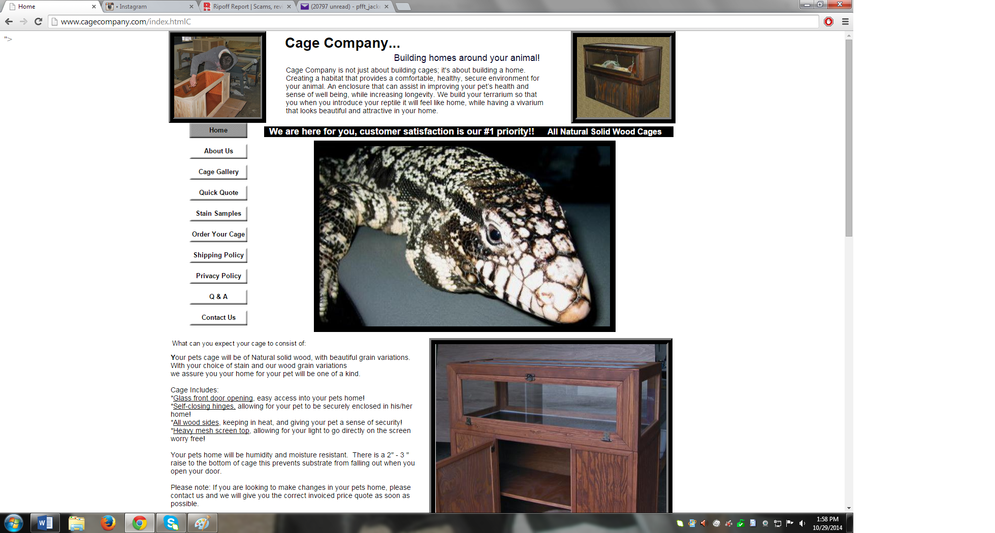 This is the website.. Do not buy a cage from this website!!