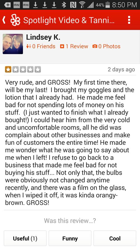 This is a review that the owner's adult daughter posted about my salon onto YELP.  Lindsey Kondos has never been to my salon and only left the review to harass me because of the complaint I wrote abou