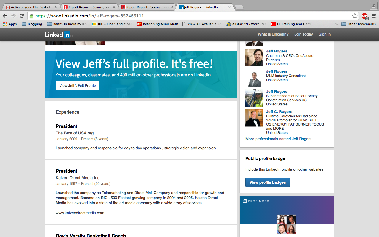 linkedin profile page scroll down history page.`