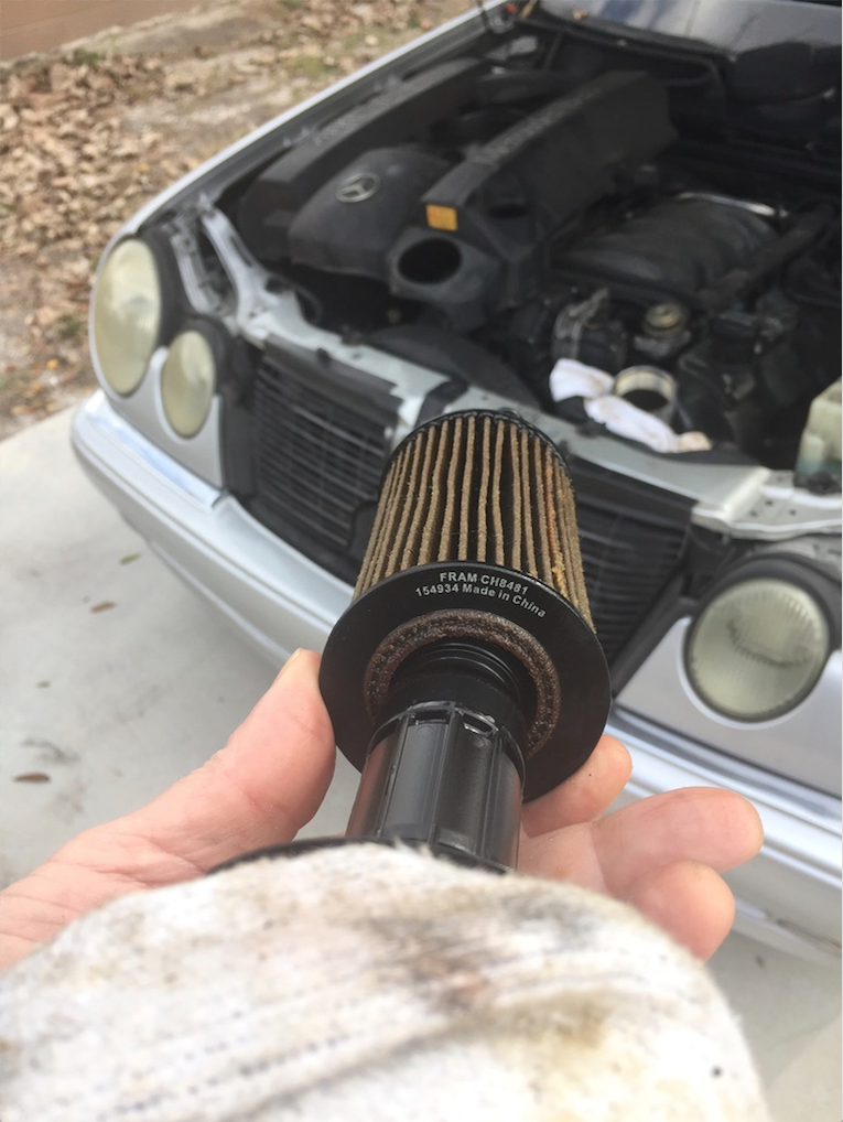 Dirty Fram oil filter was never changed.