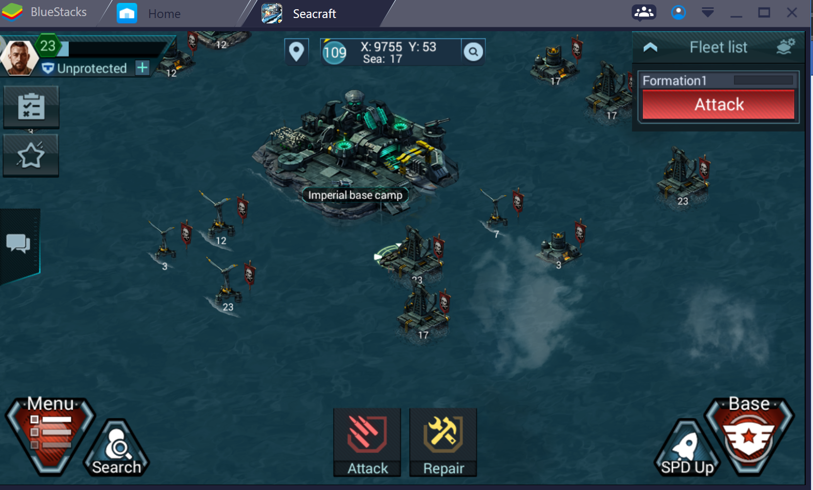 Fleet stuck in battle.