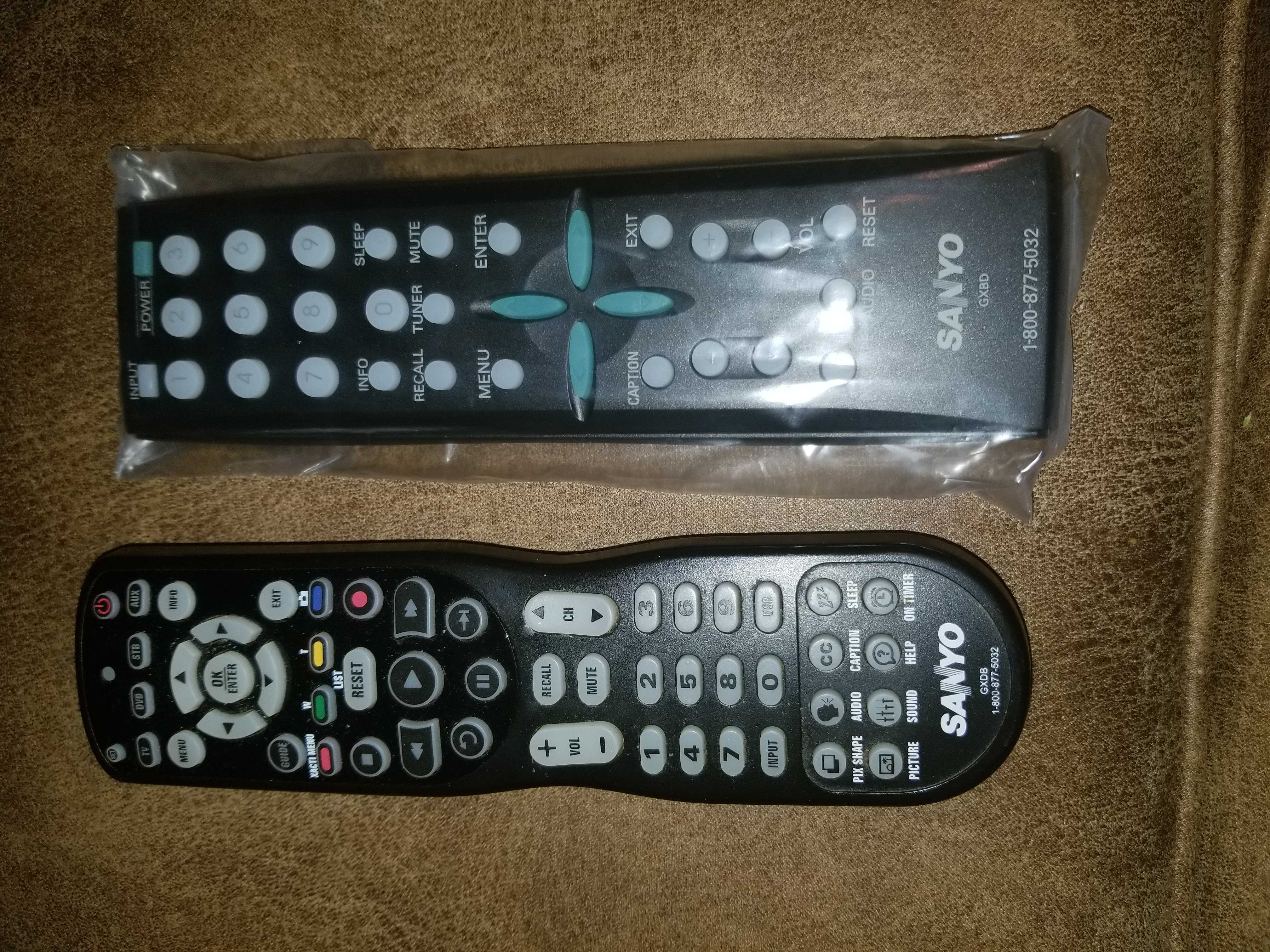 Orginal Remote on Left - Replacement on right