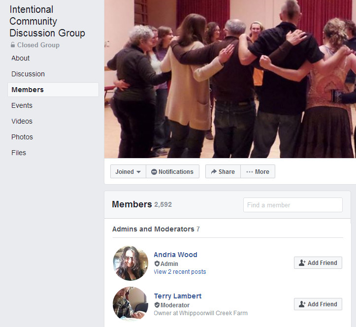 Main page for their facebook group