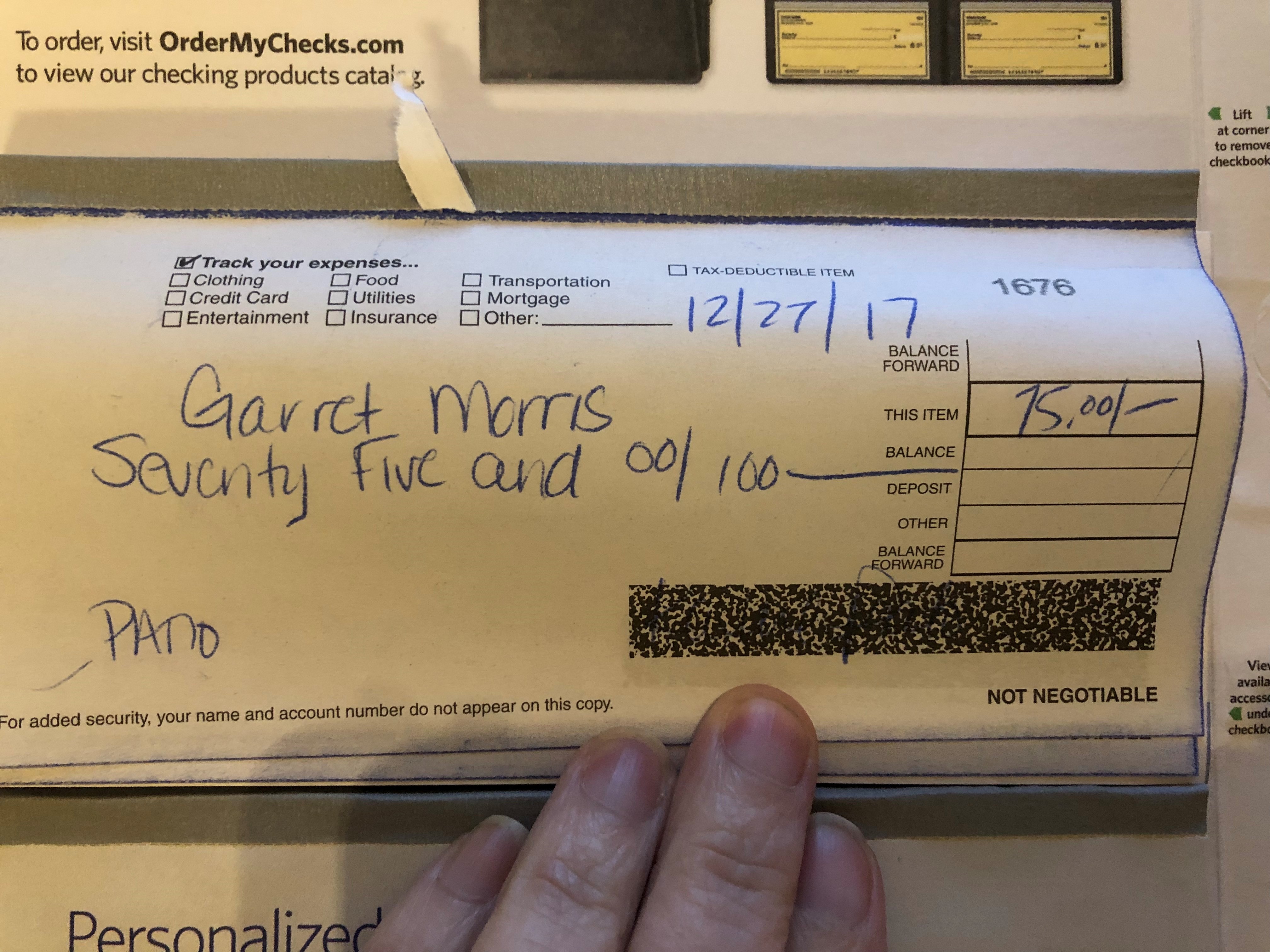 duplicate check showing payment
