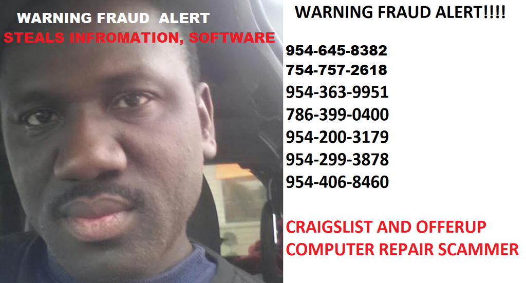Ovide Nelson Jr Fraud Alert 954-898-8119