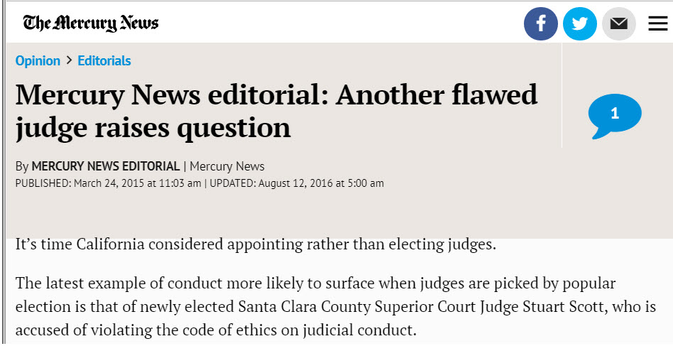 San Jose Mercury News calls "Judge" Scott flawed