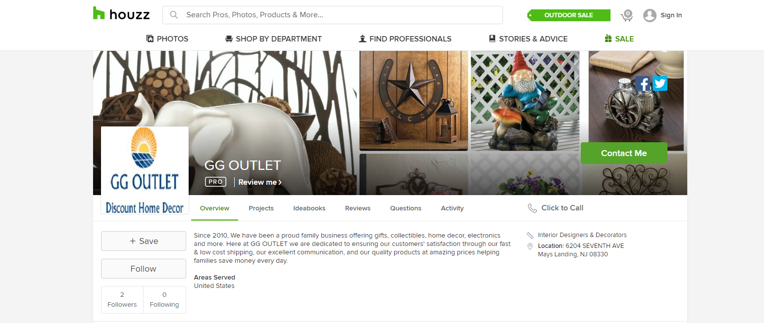 GG Outlet Houzz connected to GG Decor Houzz