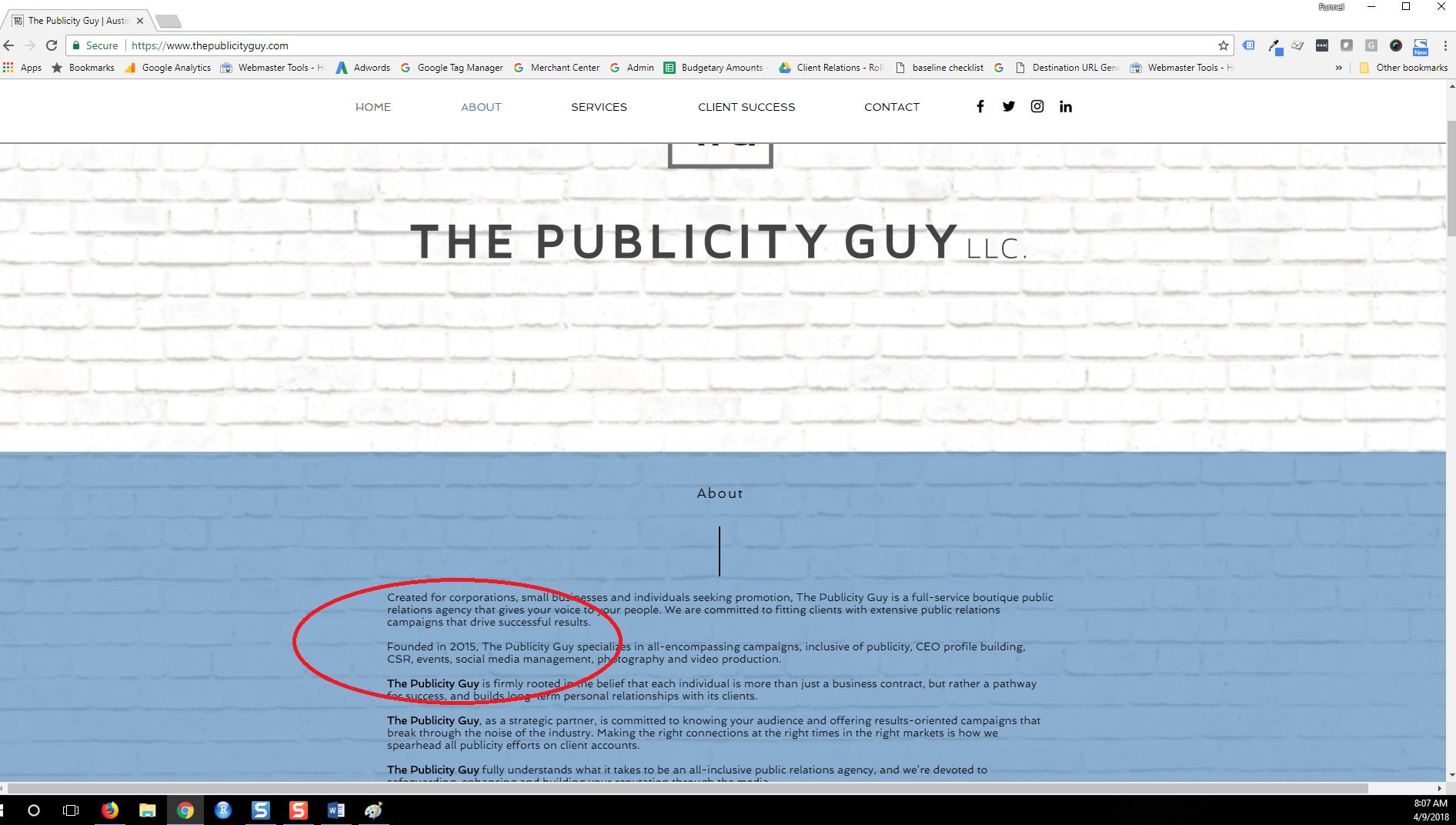 Publicity Guy Website Founding Date Claim