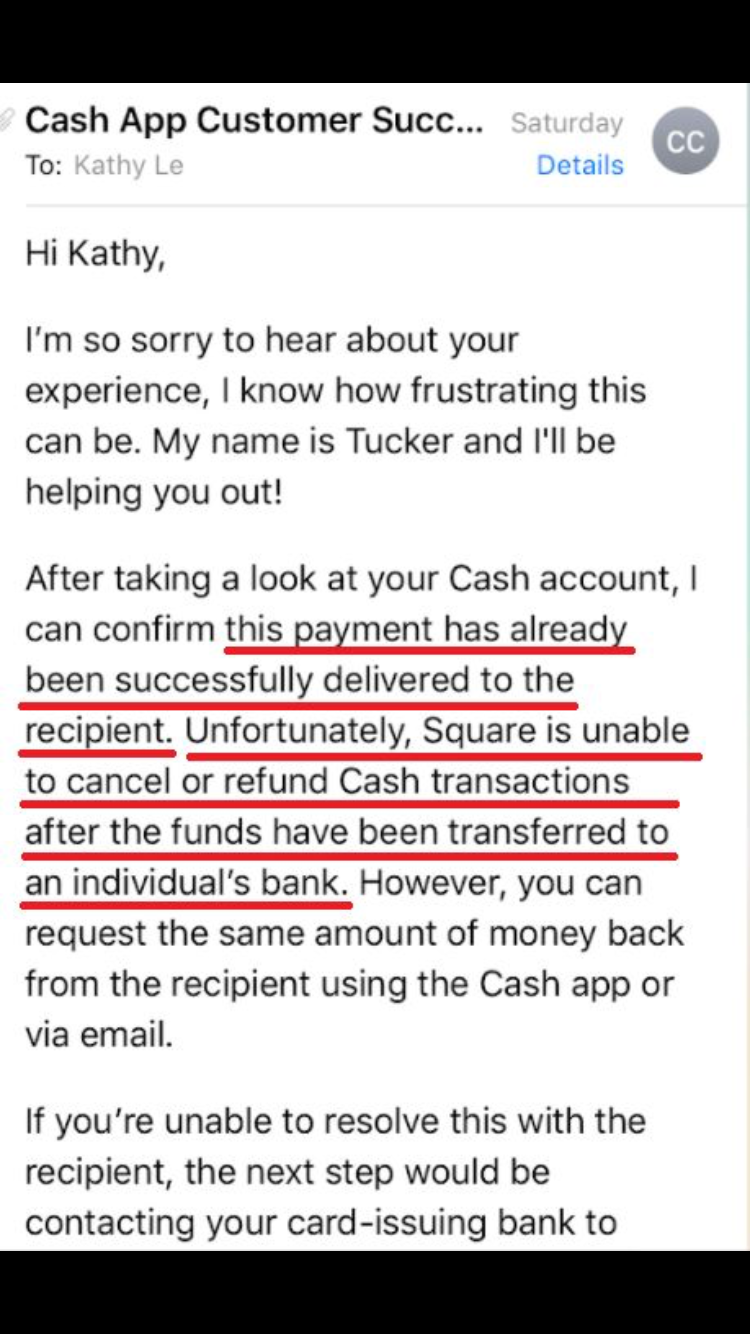 Cash App customer servive e-mail